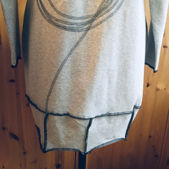 Grey Sweatshirt Dress Deconstructed Style from European Designer Size M - Picture 6 of 7